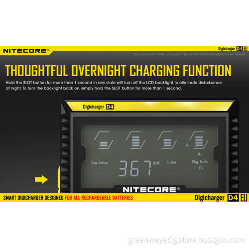 nitecore lcd charger D4 wholesale nitecore d4 intelligent charger for 18650 Li-ion battery vs xtar vc2